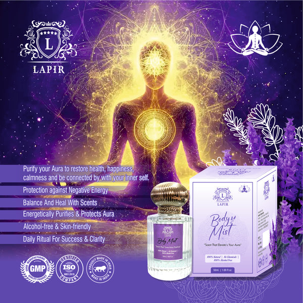 LAPIR Aura Elevating Body Mist| 100% Natural | Wellness Mist & Long Lasting Spiritual Body Mist - For Men & Women(50 ml)