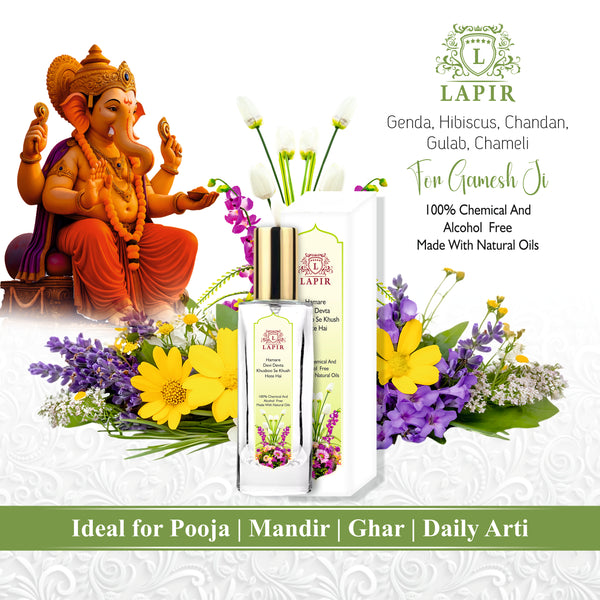 Lapir Ganesh Ji Natural Floral Pooja Perfume | Alcohol & Chemical Free Mandir Fragrance