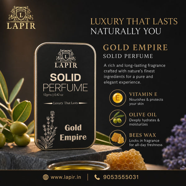Lapir Gold Empire Solid Perfume | Unisex | Long-Lasting Alcohol-Free Fragrance | 12g