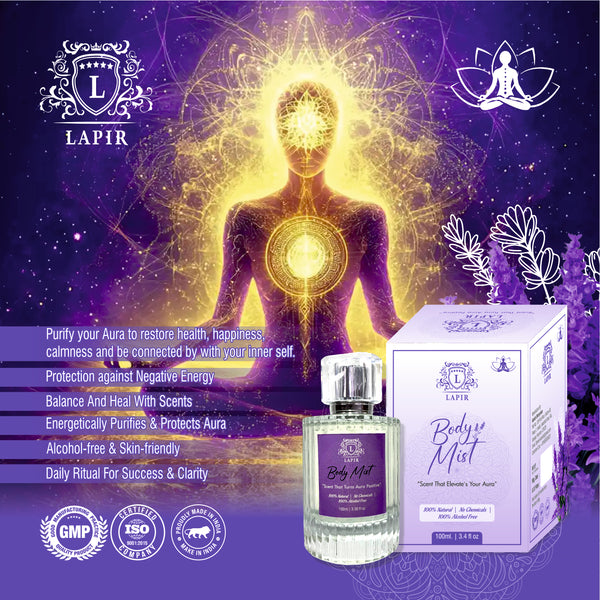LAPIR Aura Elevating Body Mist| 100% Natural | Wellness Mist & Long Lasting Spiritual Body Mist - For Men & Women(100 ml)