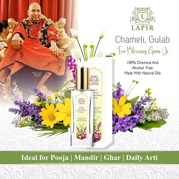 Lapir Blessing Guru Ji Natural Floral Pooja Perfume | Alcohol & Chemical Free Mandir Fragrance