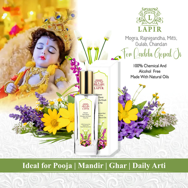 Lapir Laddo Gopal ji Natural Floral Pooja Perfume | Alcohol & Chemical Free Mandir Fragrance