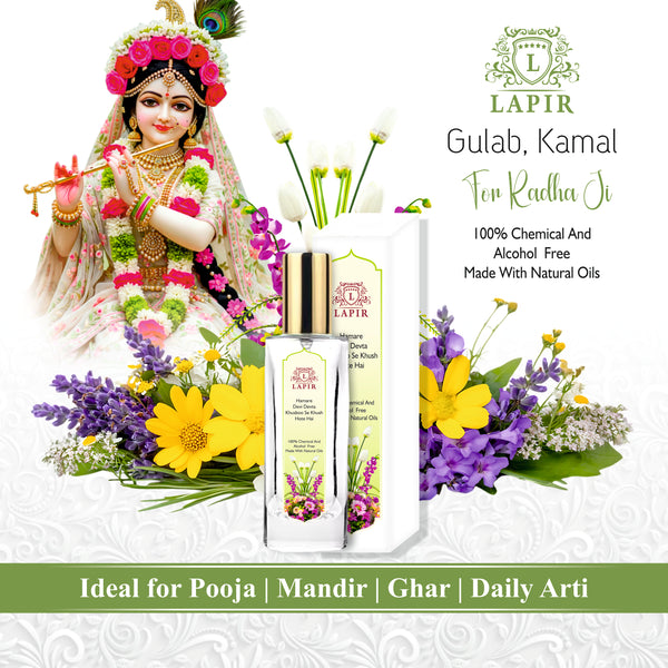 Lapir Radha Rani Natural Floral Pooja Perfume | Alcohol & Chemical Free Mandir Fragrance